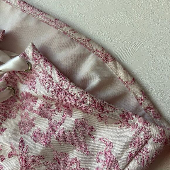 Tic Toc Los Angeles Pink Toile Corset Top Size S Lace-Up Bustier - Picture 4 of 6